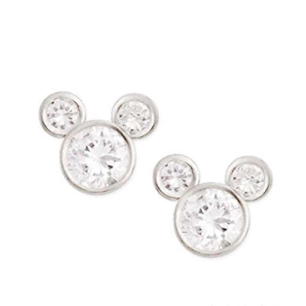 Disney Mickey Icon Sterling Silver CZ Earrings